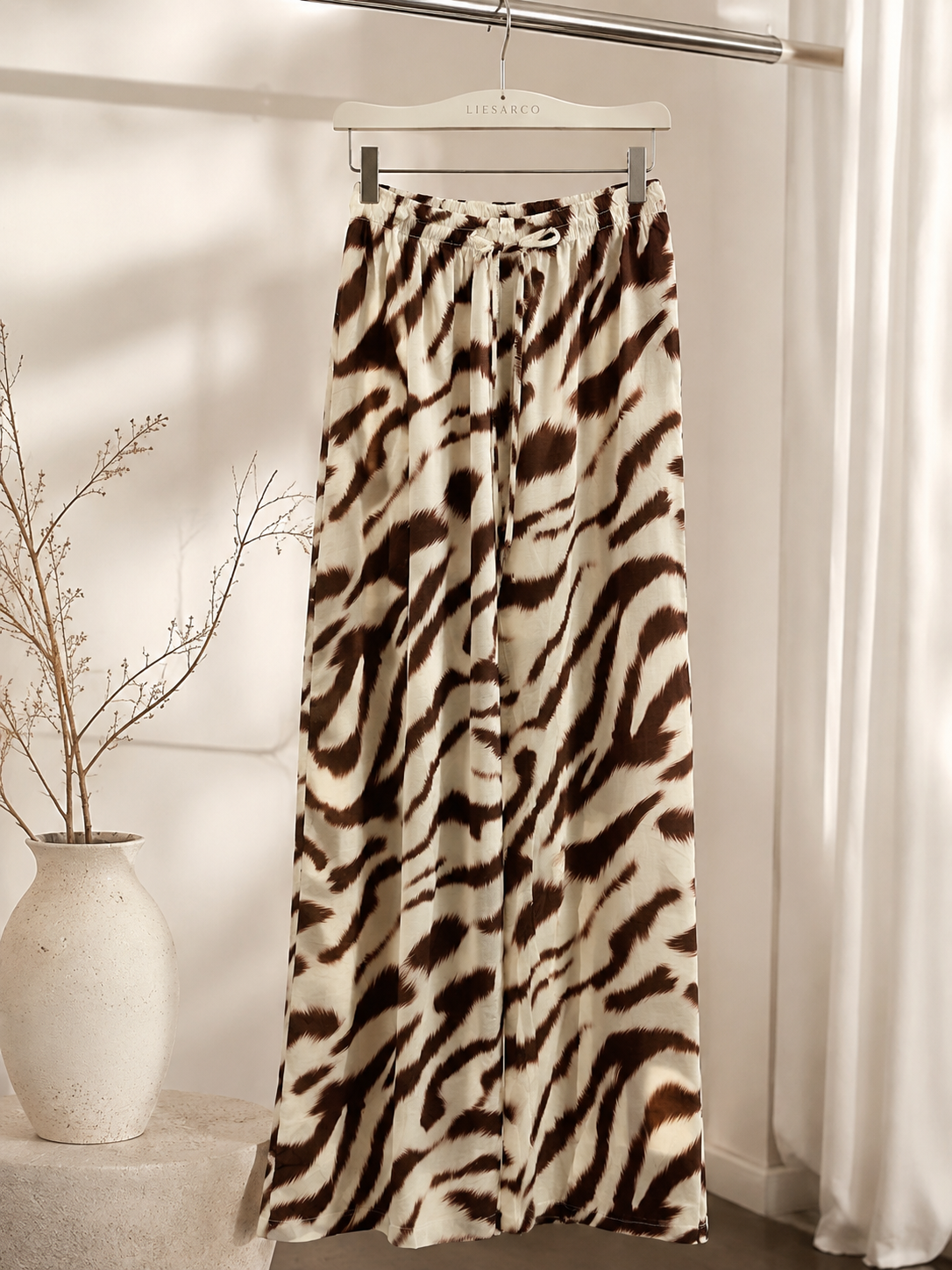 Luxe Animal Print Leg Trousers Brown