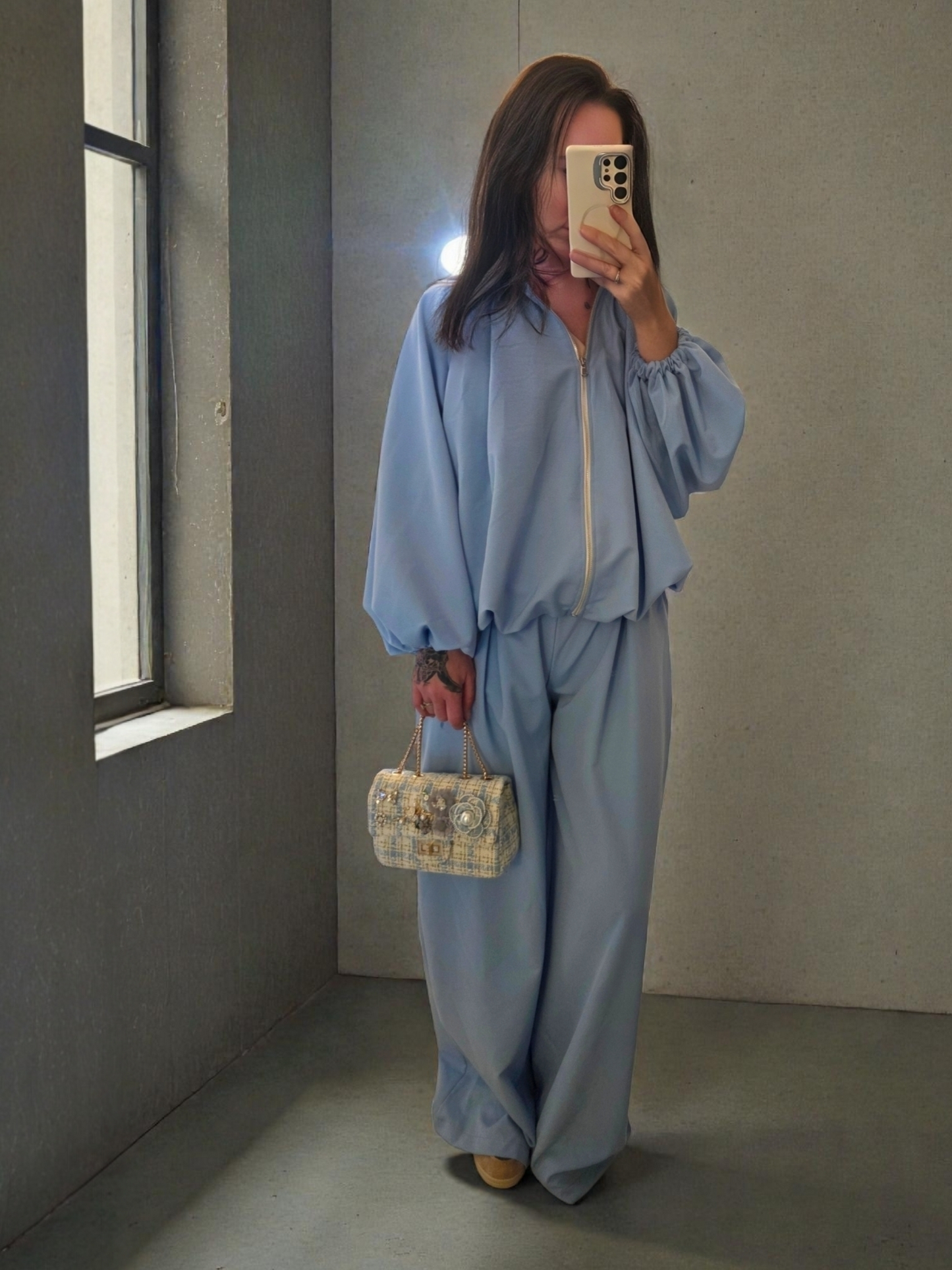 Olivia Drape Loungeset| Powder Blue