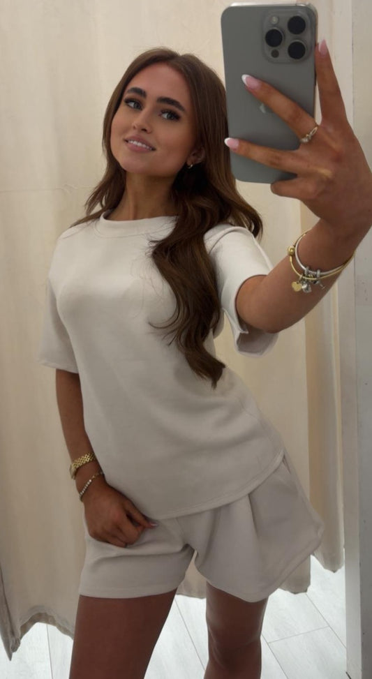 Basic Fluted Shorts Tee Set