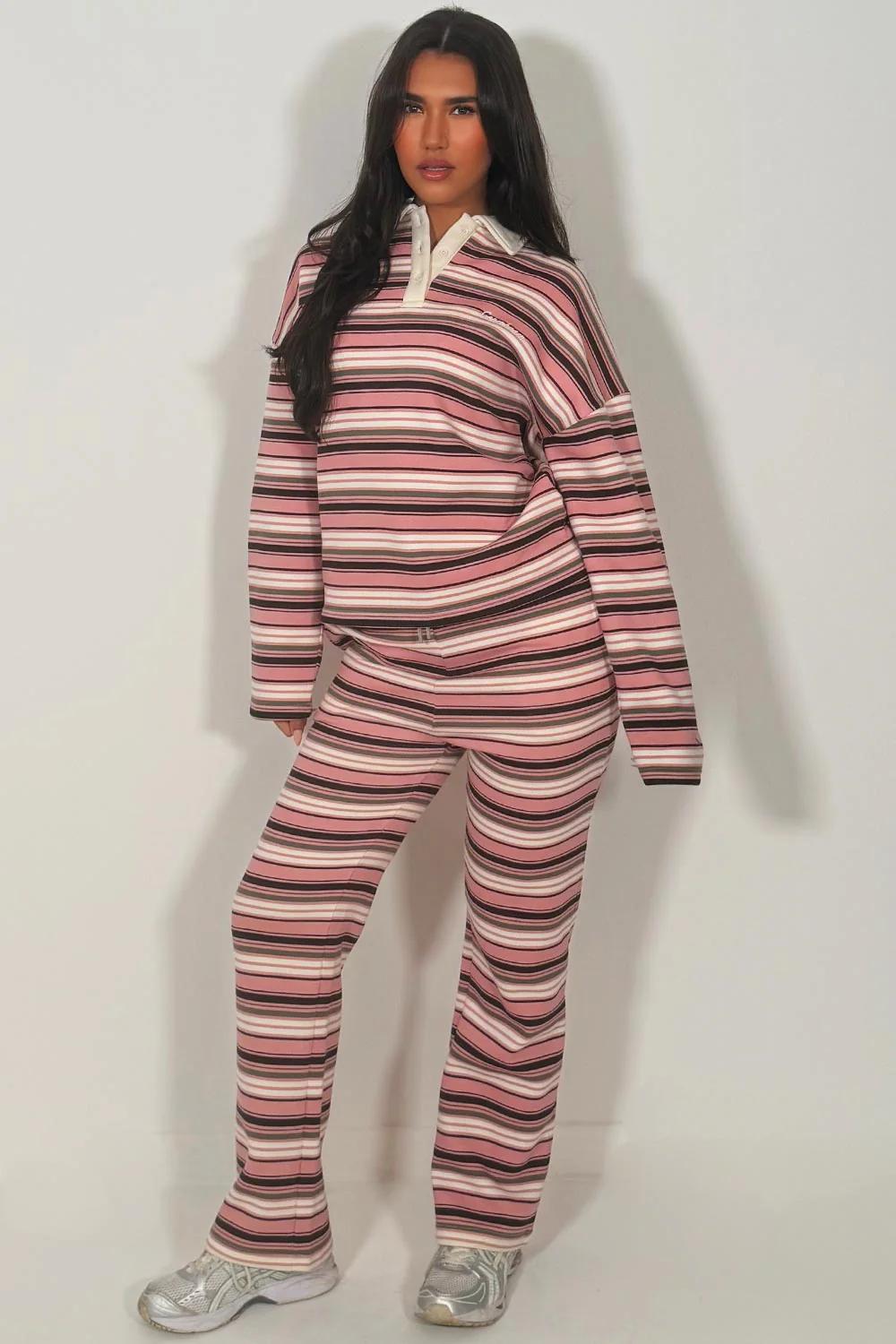 Aiko Stripe Ribbed Lounge Set
