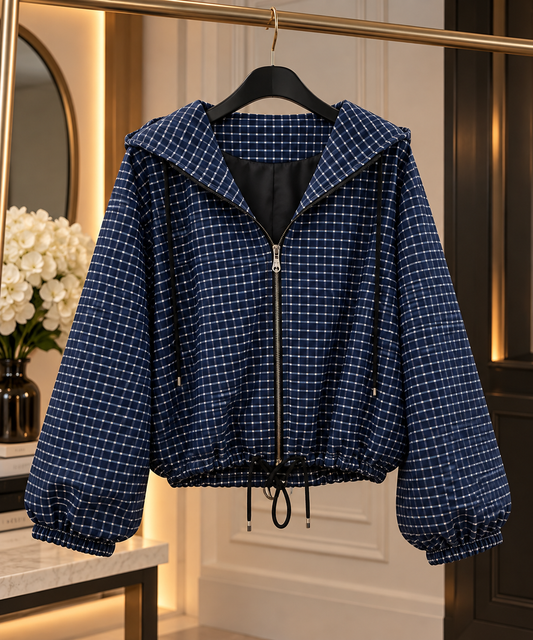 Navy Checked Jacket
