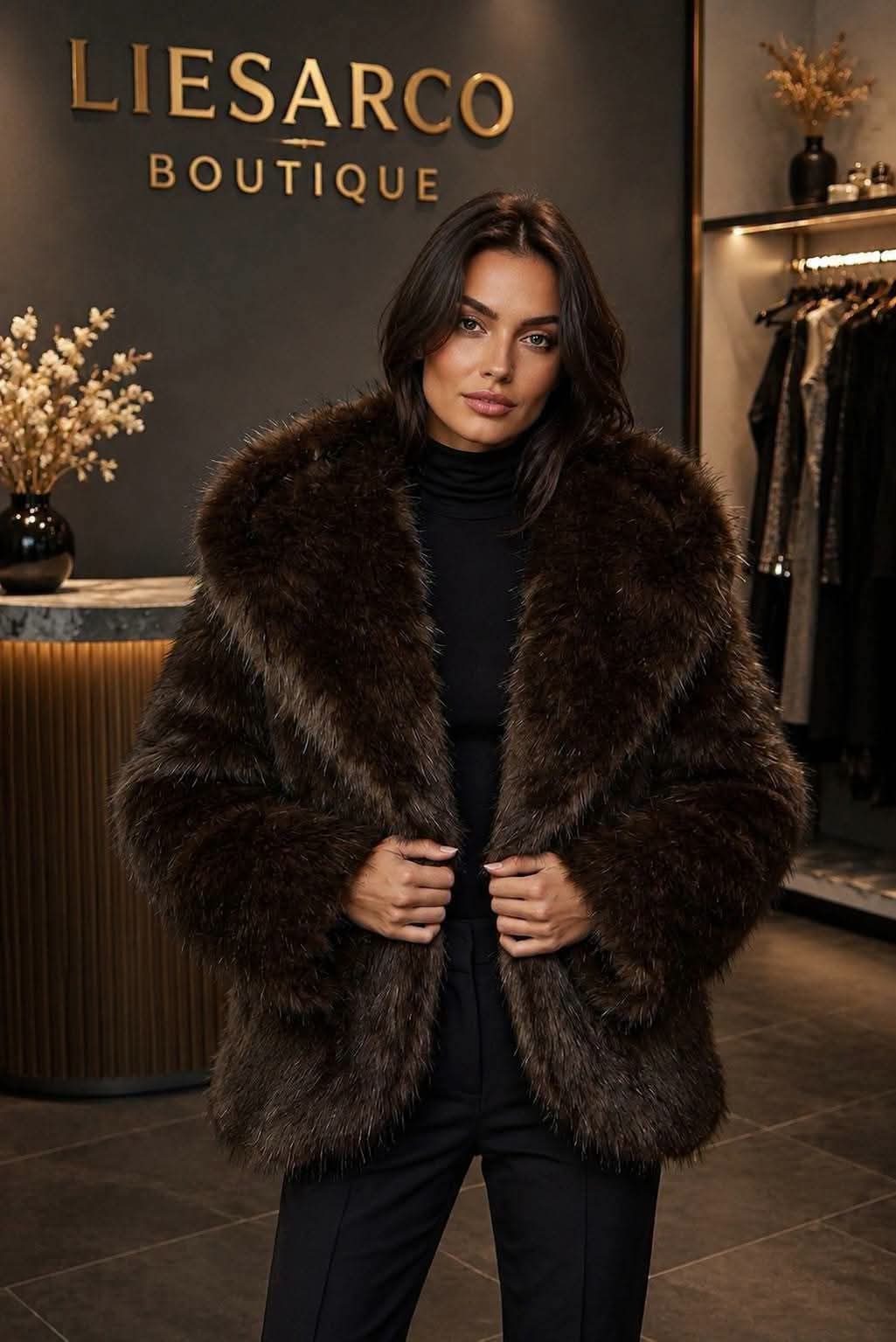 Chocolate Luxe Faux Fur Coat
