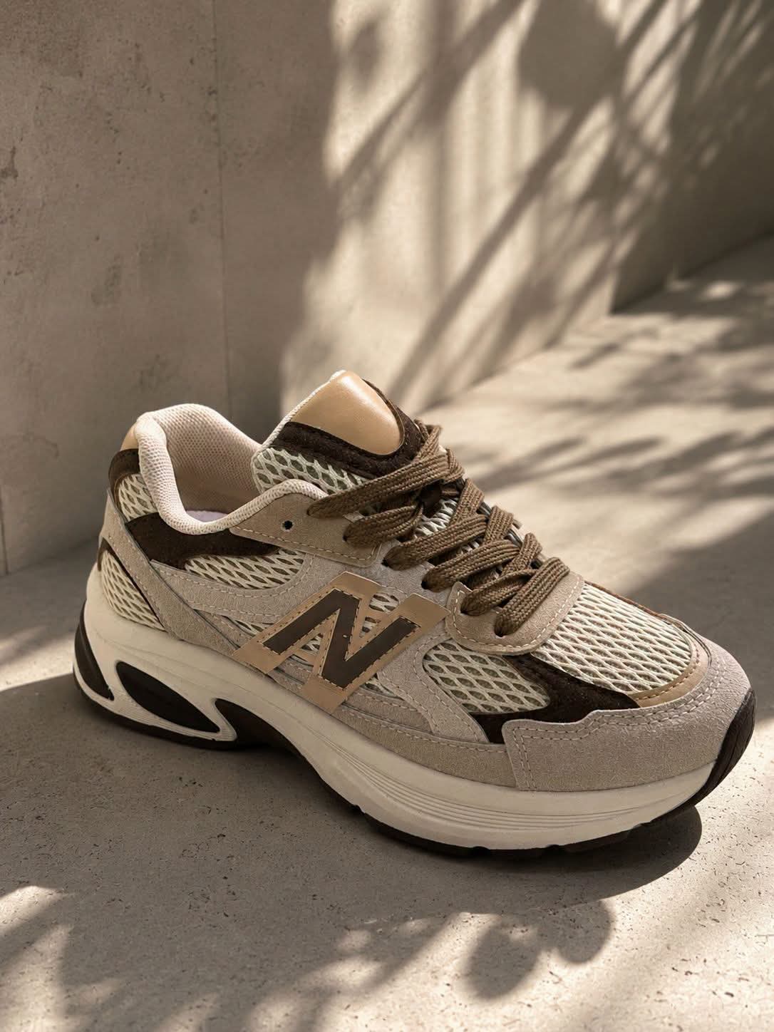 Mocha & Cream Retro Trainers